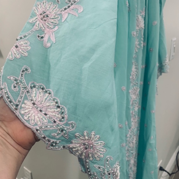 Taj by Sabrina Crippa Aqua Long Embellished Dress - Picture 3 of 5